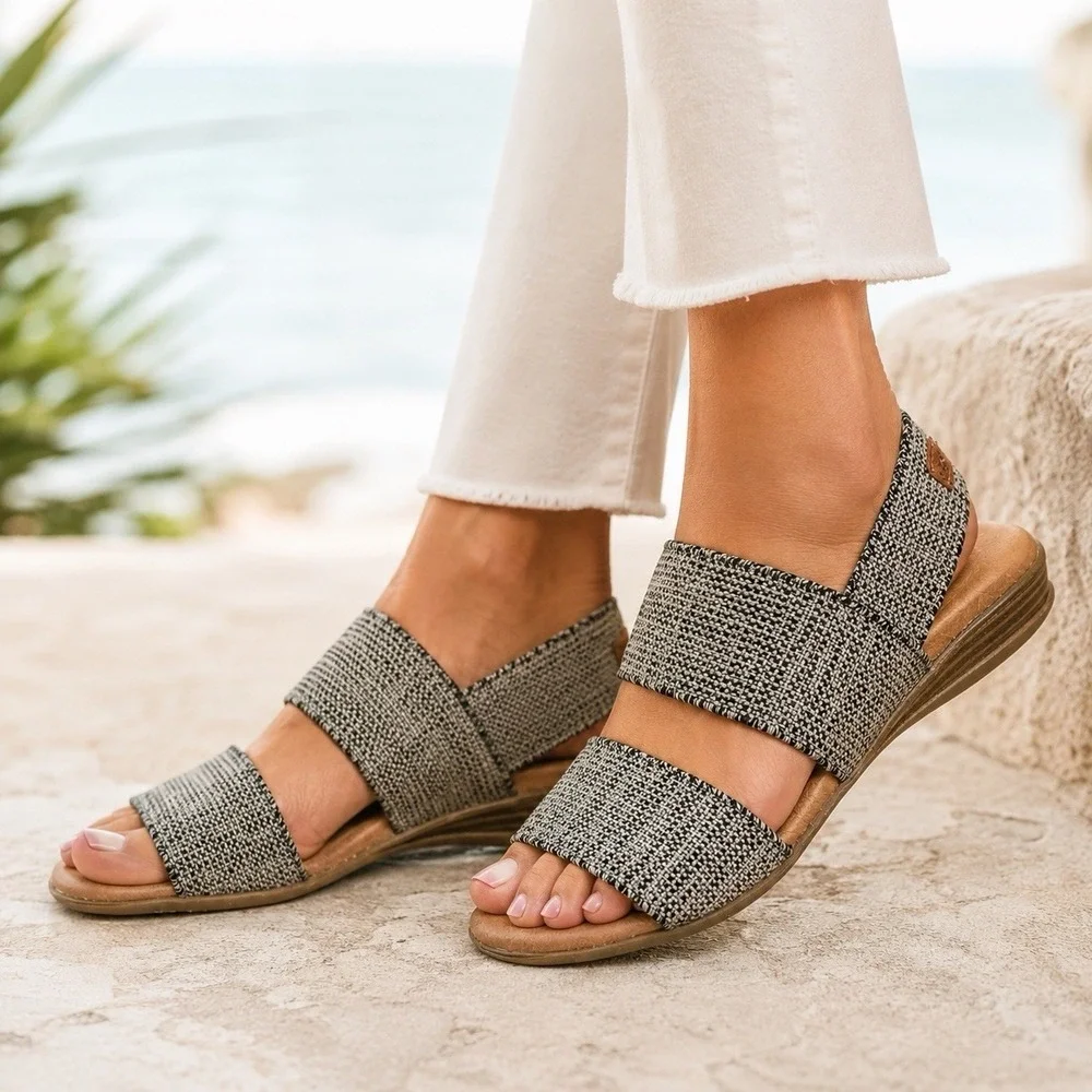 Andre Assous Featherweight Sandals Womens 7 Woven Strap Spain Comfort